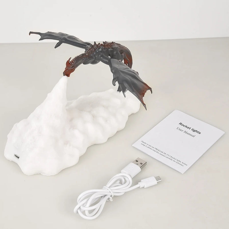 Lâmpada de dragão com impressão 3D